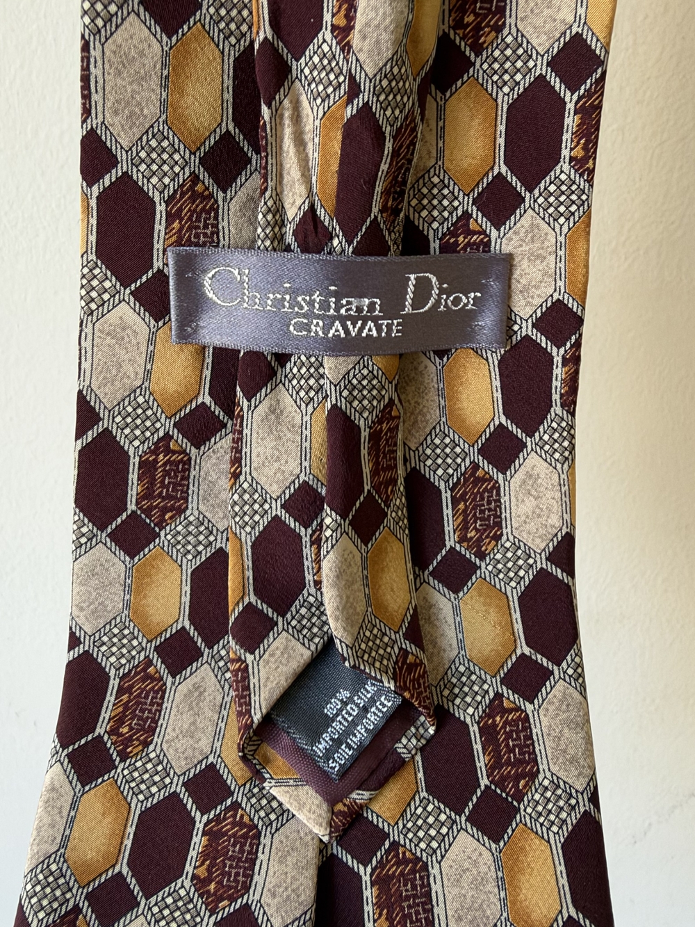 Christian Dior Cravate Men's Hexagon Pattern Silk Tie